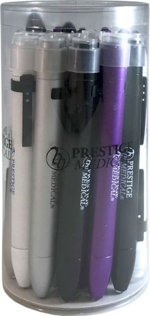 PREPACK OF 20 SOFT LED PUPIL GAUGE PENLIGHTS-ASSORTED COLORS-BATTERY REPLACEABLE