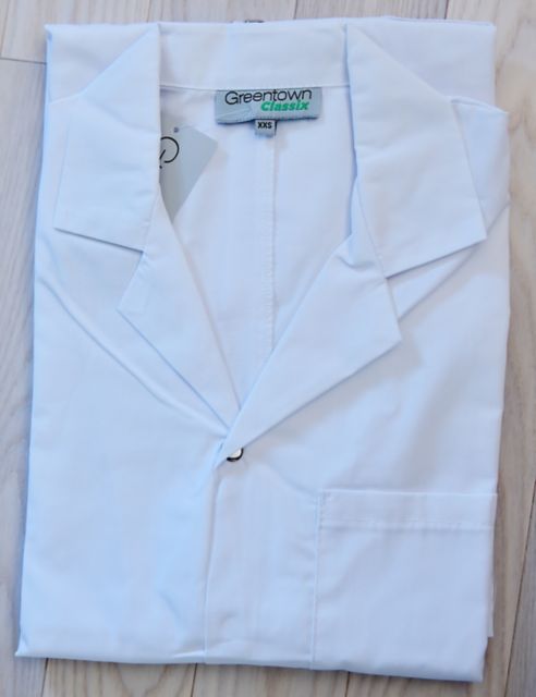 SNAP FRONT WHITE LAB COAT XL