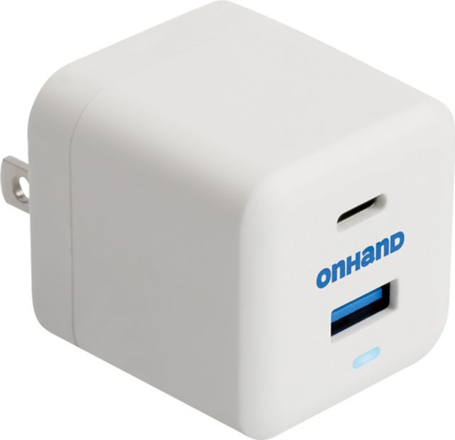 OnHand Dual Port USB-C/USB-A Wall Charger, White