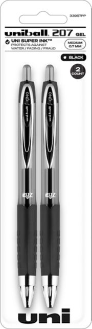 GEL PEN 207 2PK BLK UNIBALL RE