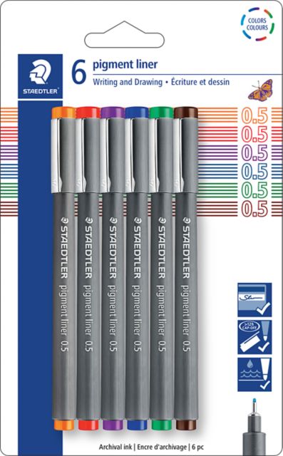 COLOURED PIGMENT LINERS 6CT